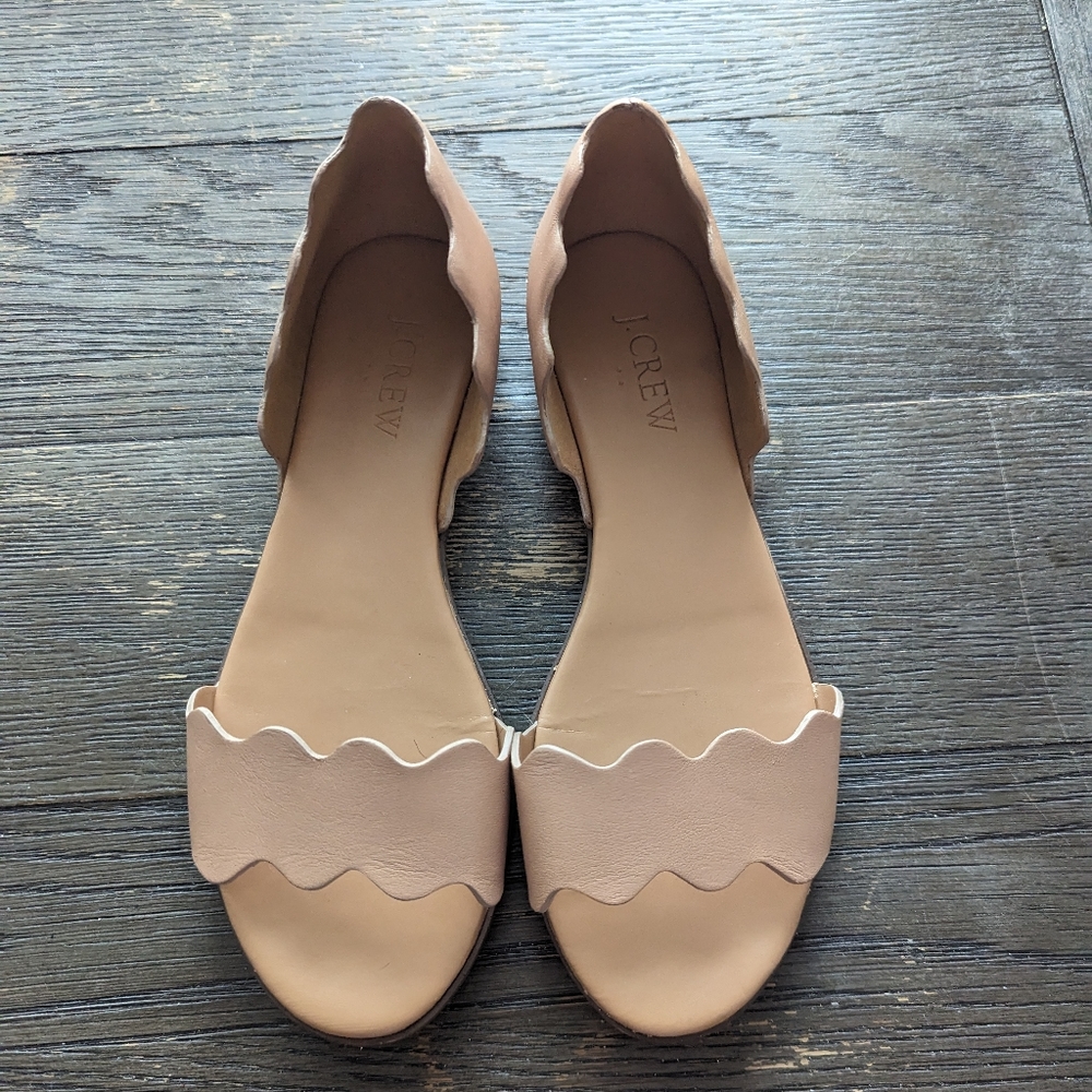 JCrew Nude Open Toe Flats